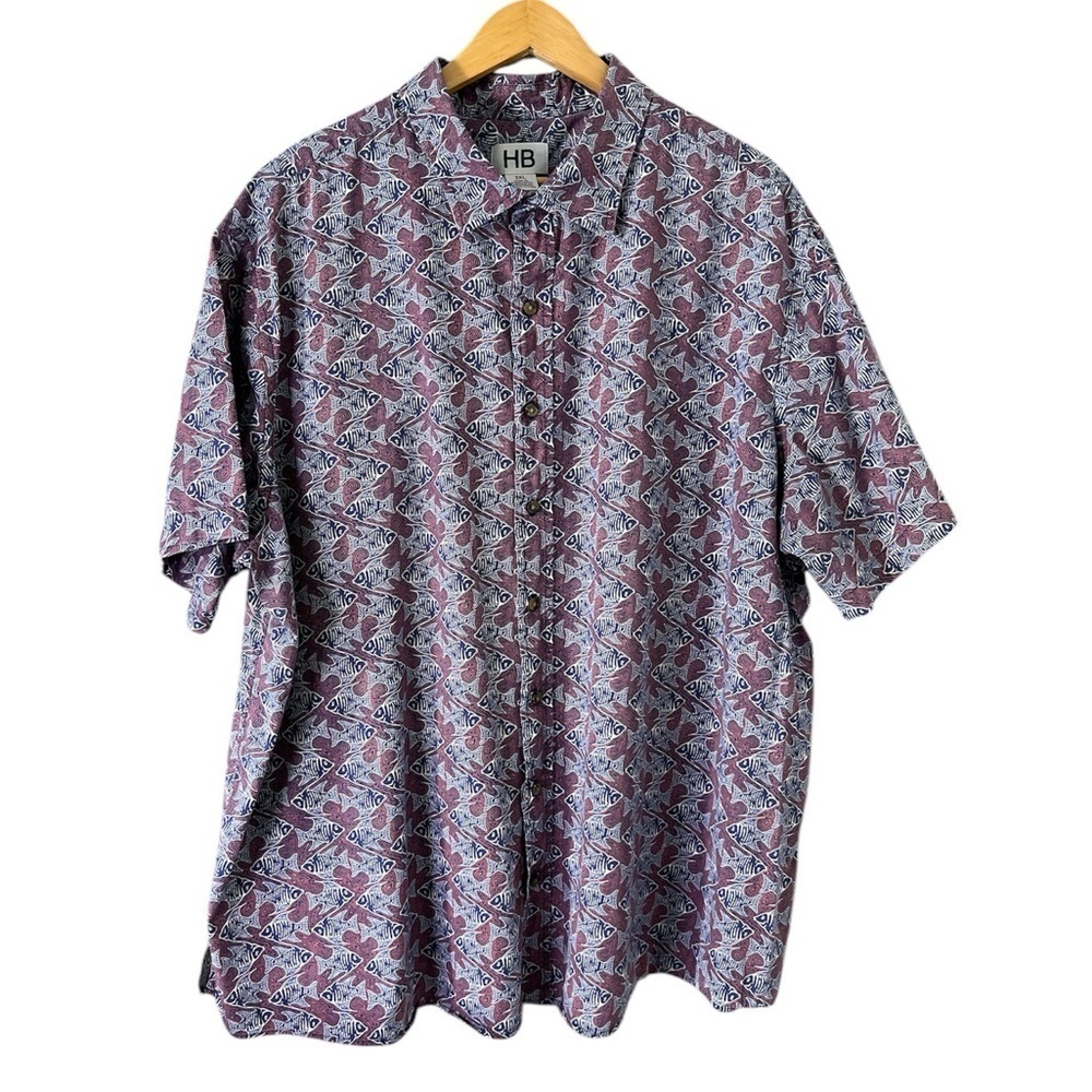Harbor Bay Men’s 2XL Vintage Fish Button Down Short Sleeve Shirt Cotton - Picture 3 of 12